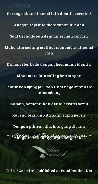 Cermin Oleh Mohamad Taufiqurrakhman Dan Contoh Puisi 