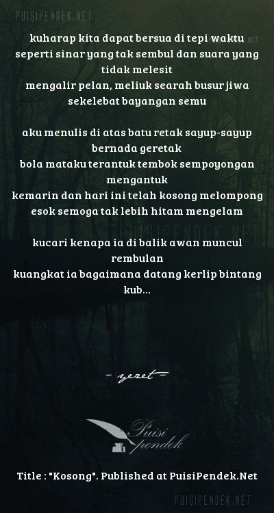 Kosong Oleh yezet Dan Contoh Puisi Cinta Lain