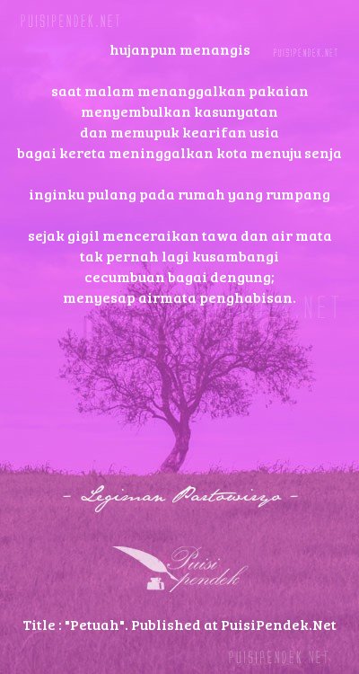 Petuah Oleh Legiman Partowiryo Dan Contoh Puisi Kehidupan Lain