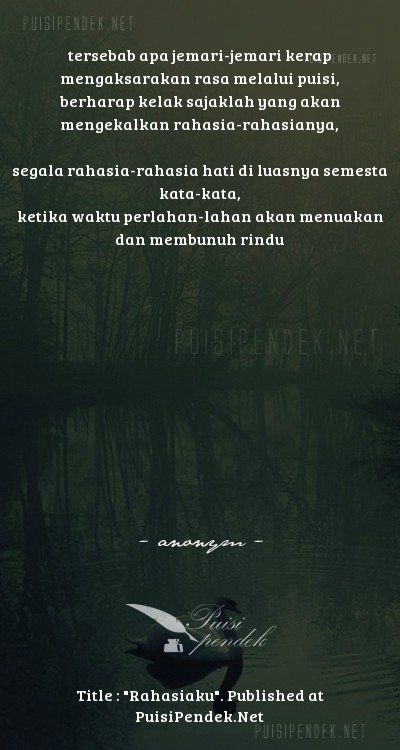 Rahasiaku Oleh anonym Dan Contoh Puisi Rindu Kangen Lain